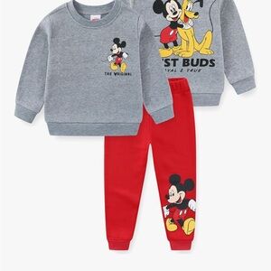 Mickey Mouse Gray and Red Kids Sweatshirt Set Sz 4T Boys